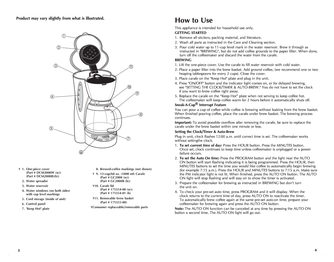 Black & Decker DCM2500B, DCM2500K manual How to Use 